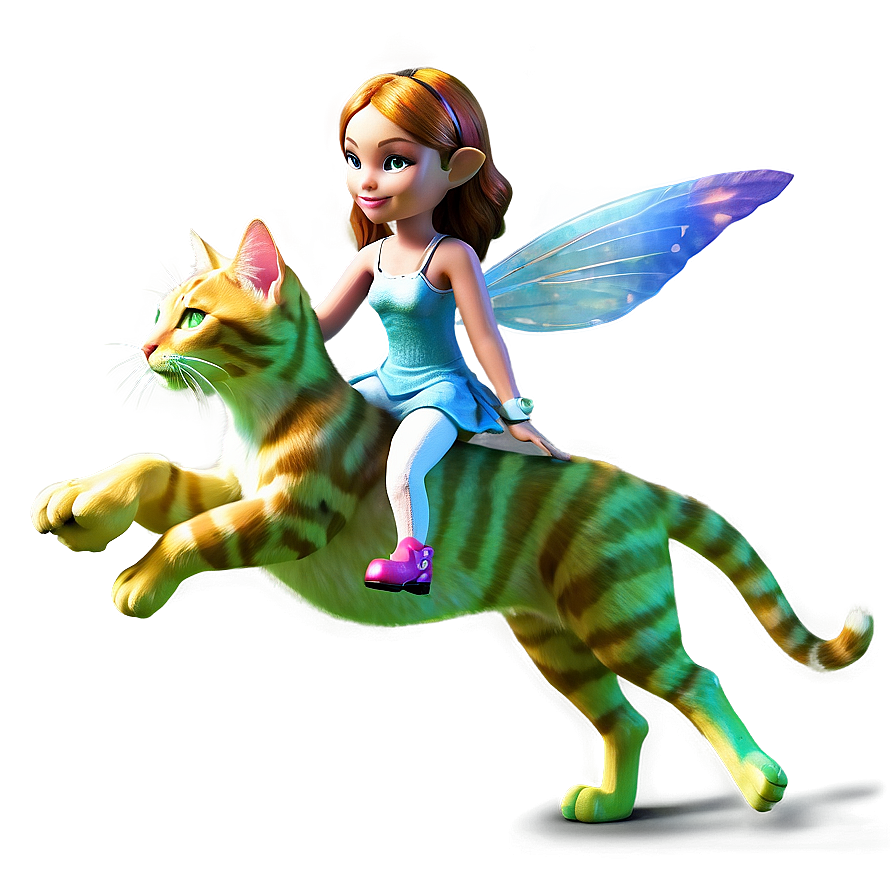 Fairy Riding A Cat Png Qyc