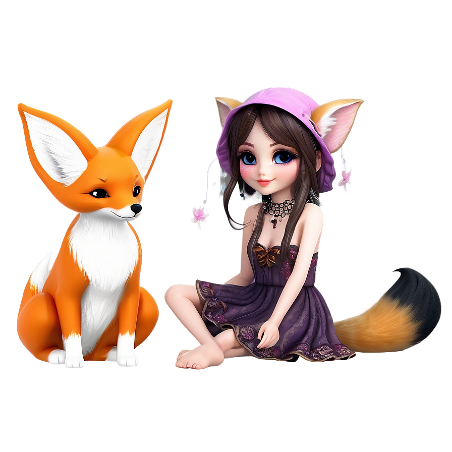 Fairy With A Pet Fox Png 05062024