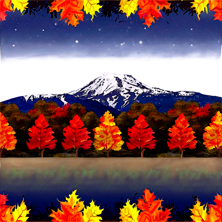 Fall Trees And Mountain View Png 88