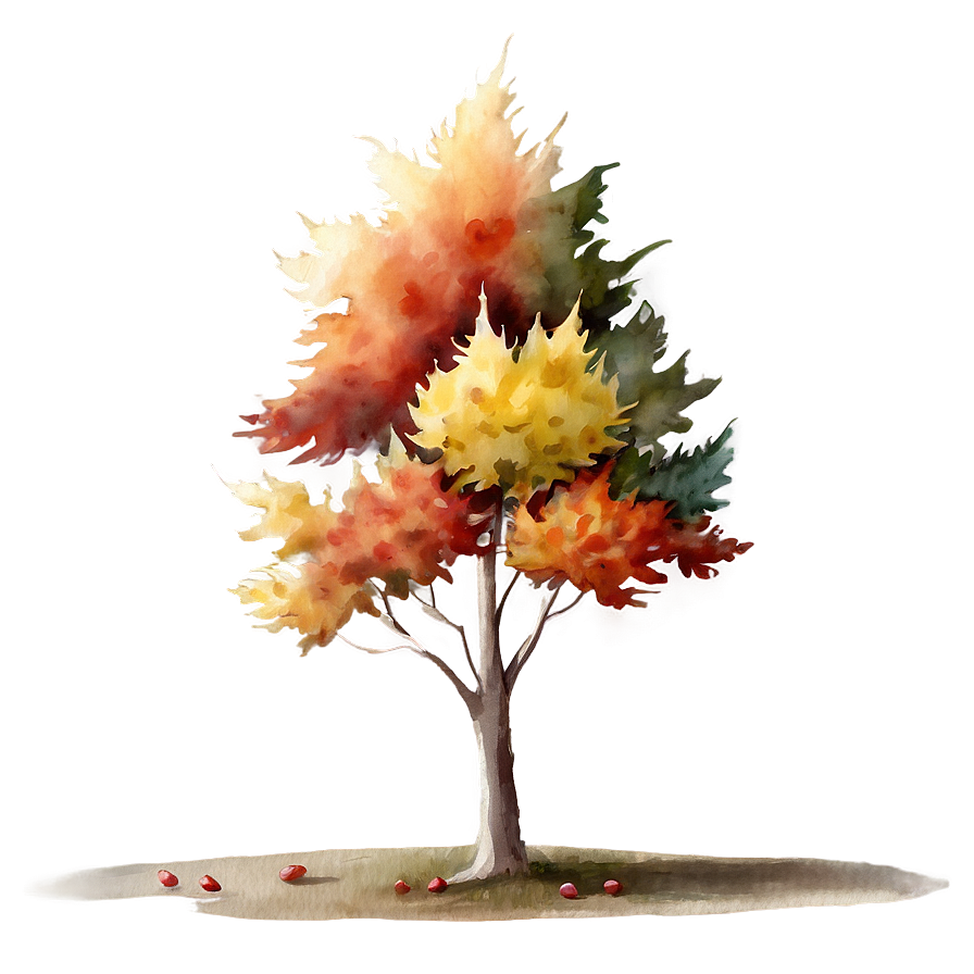 Fall Trees In Watercolor Png Evn