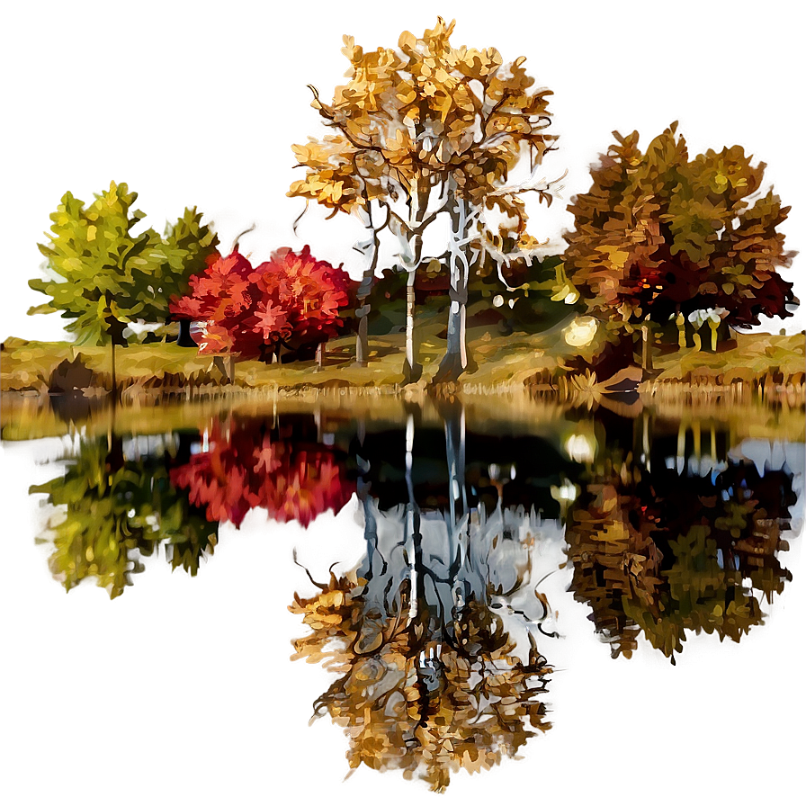 Fall Trees Reflection In Water Png Ekq