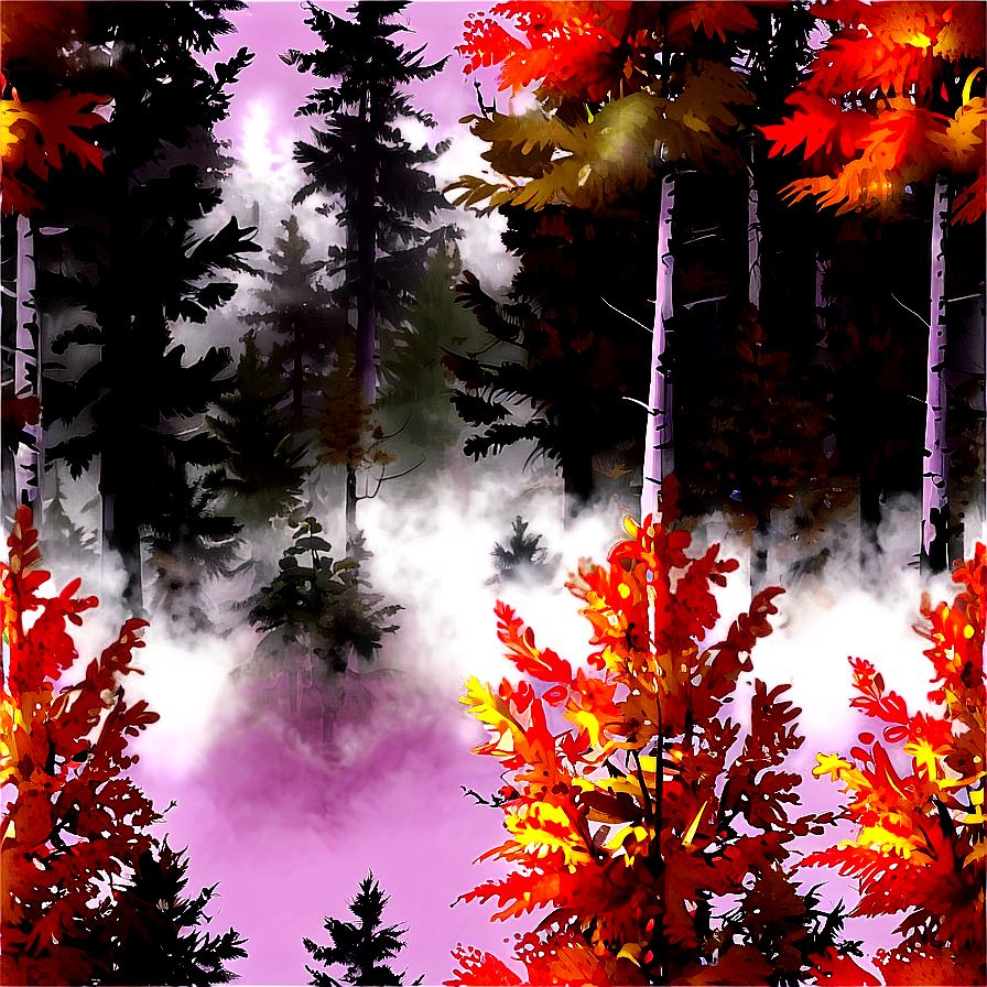 Fall Trees With Fog Png Ddd15