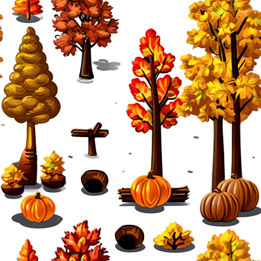 Fall Trees With Harvest Png Esm7