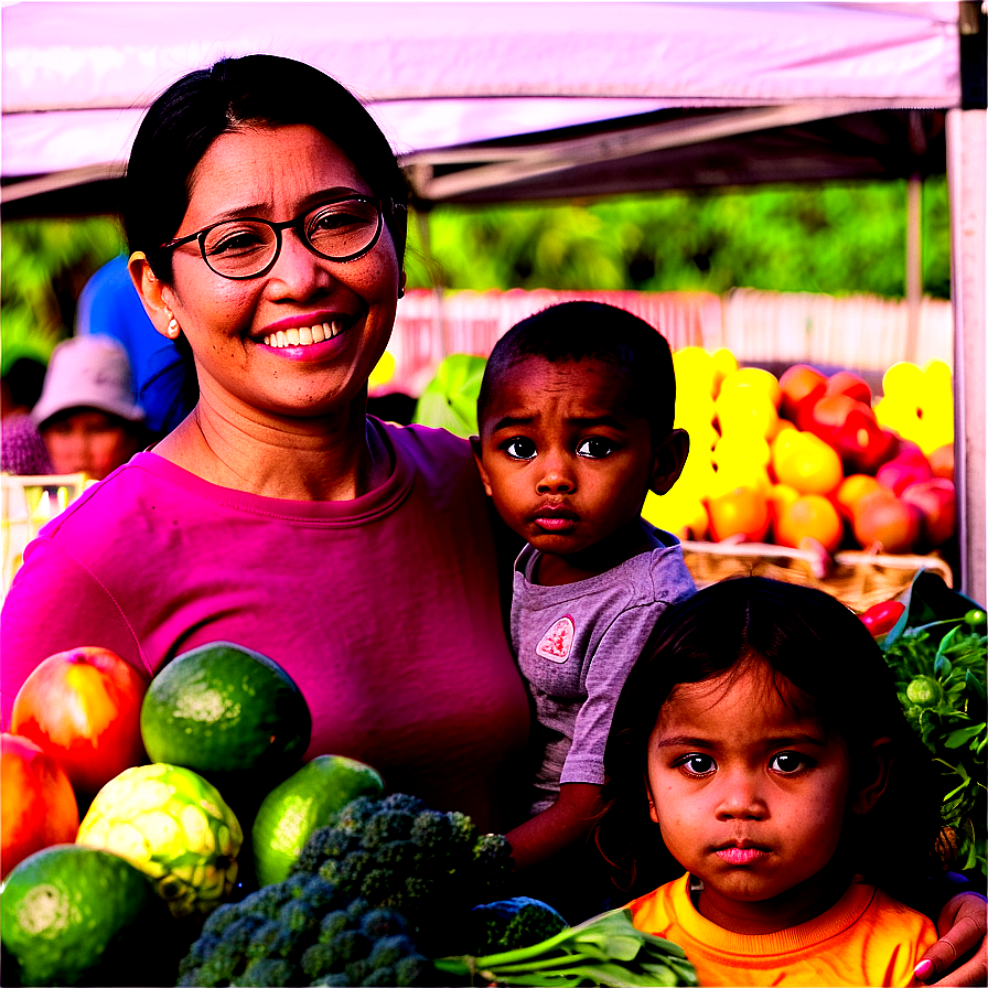 Family At The Farmers Market Png Sti