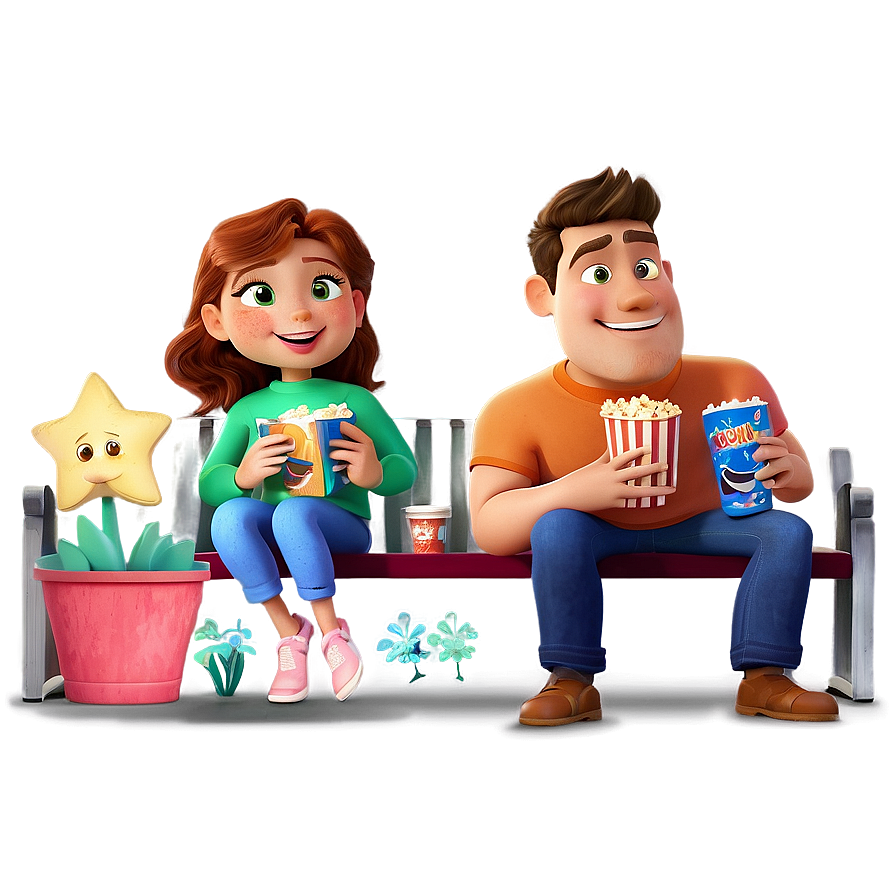 Family Cartoon Movie Night Png 06282024