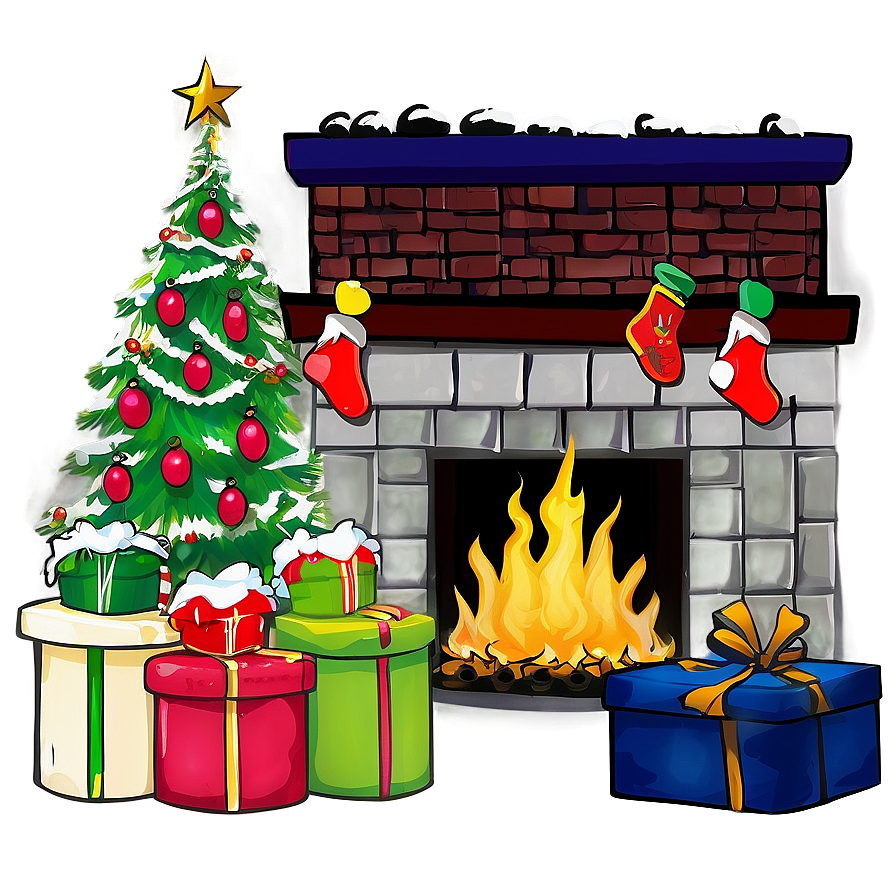 Family Christmas Fireplace Gathering Png 06262024