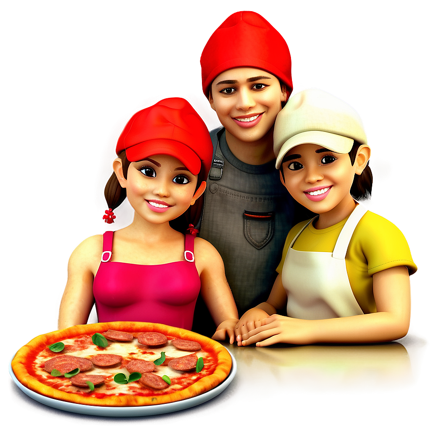 Family Making Pizza Png 05042024