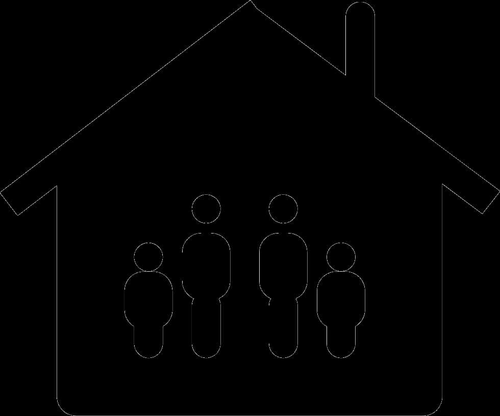 Family Silhouette Under Home Outline