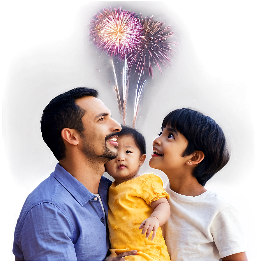 Family Watching Fireworks Png Knf66