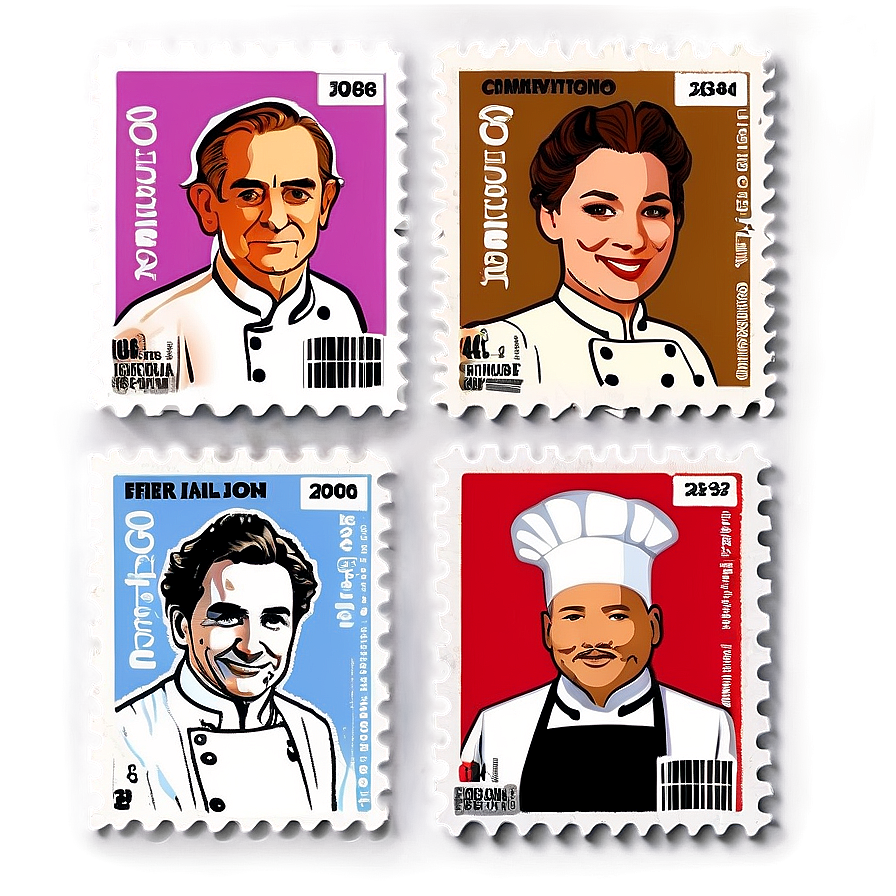 Famous Chefs Postage Stamp Png 06122024