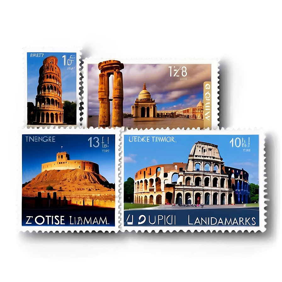 Famous Landmarks Postage Stamp Png 89