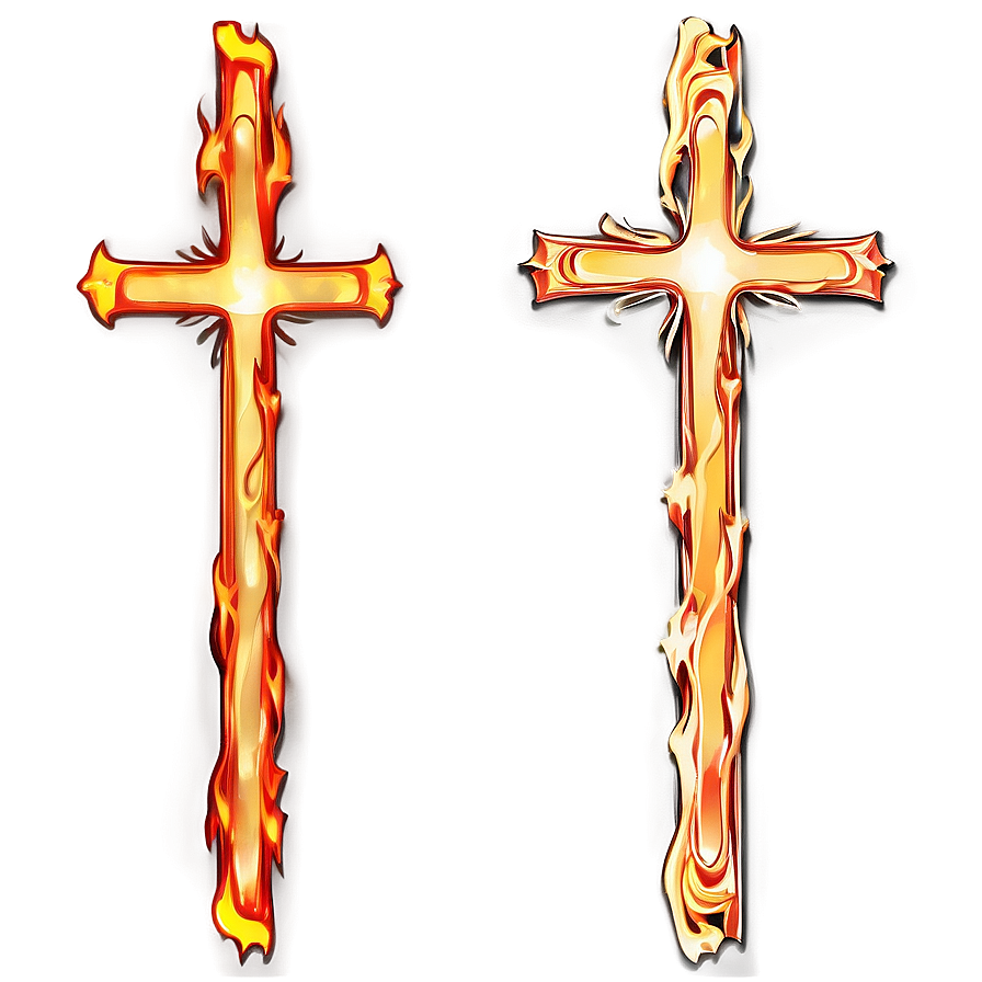 Fancy Cross In Fire Png Cic25