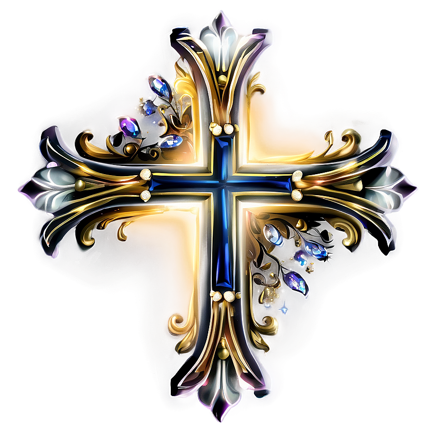 Fancy Cross With Crown Png 25