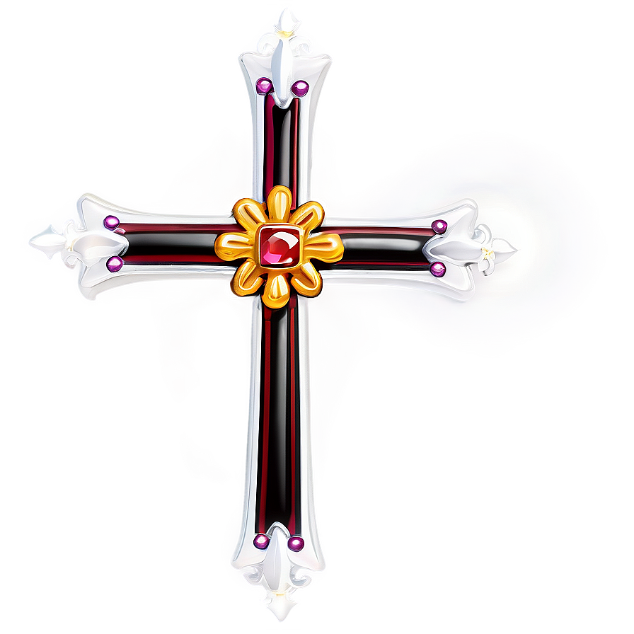 Fancy Cross With Gems Png Gpl