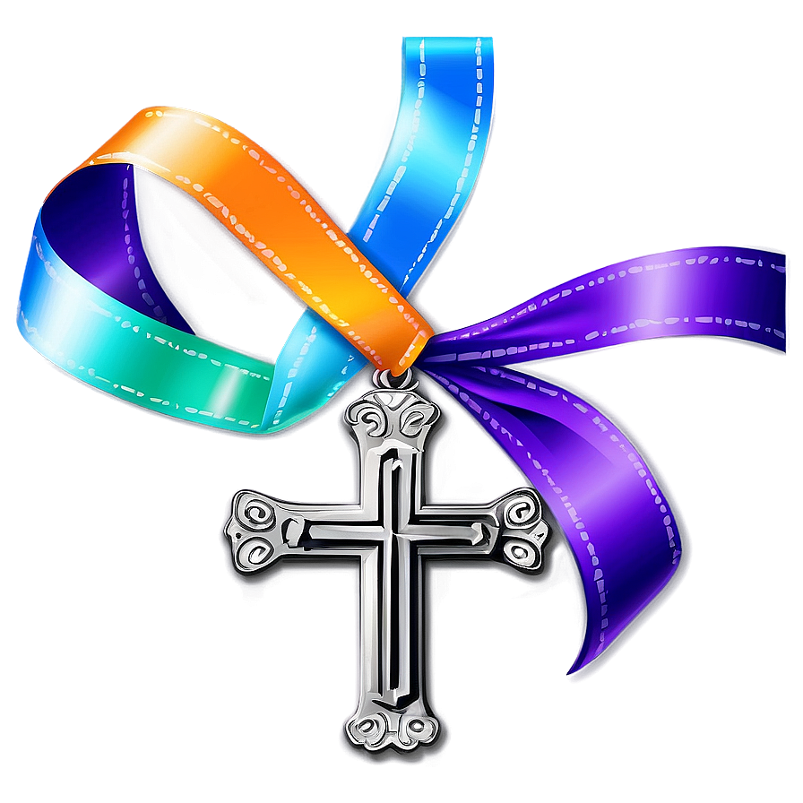 Fancy Cross With Ribbon Png 45