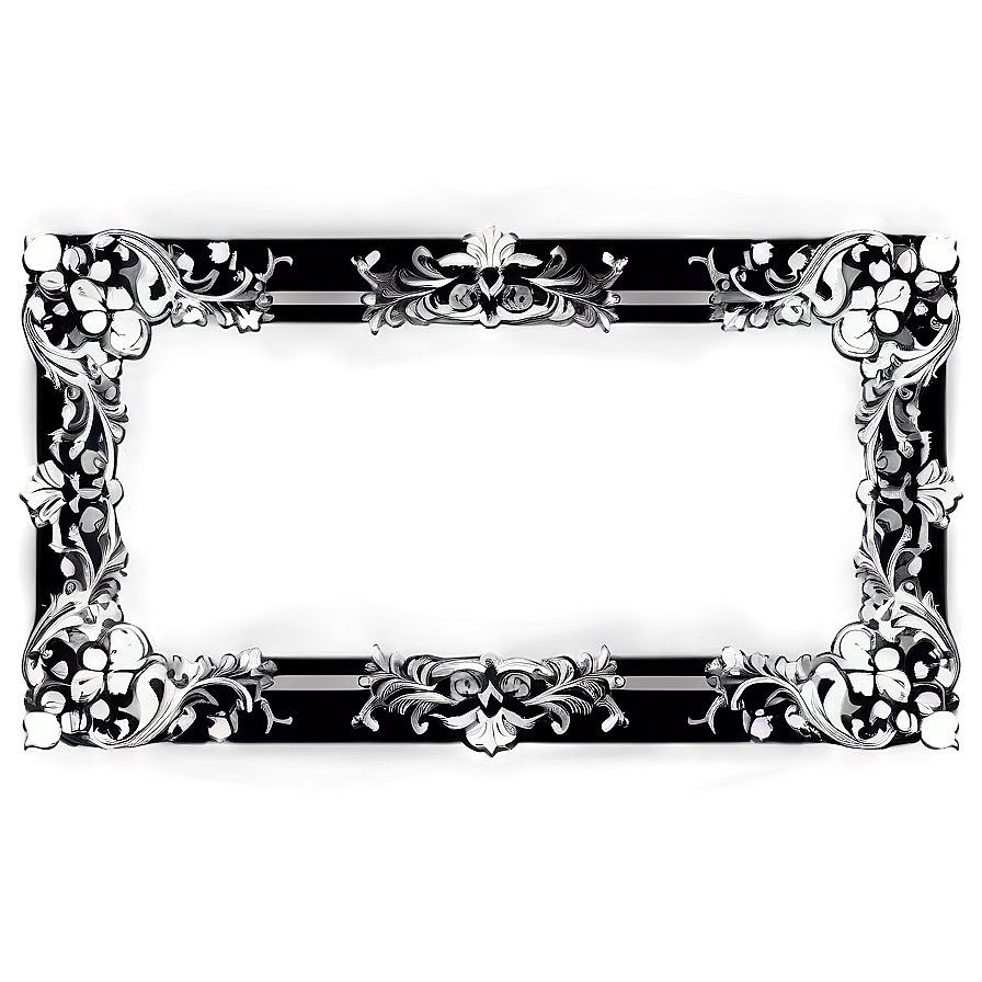 Fancy Frame In Black And White Png 06132024