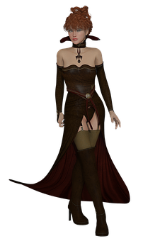 Fantasy Characterin Brown Dress