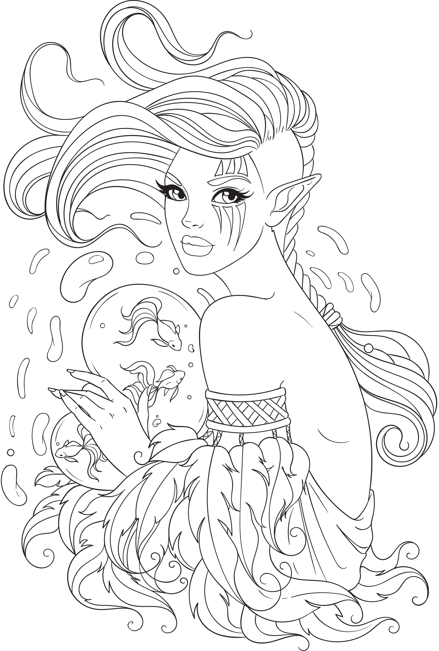 Fantasy Elf Coloring Page