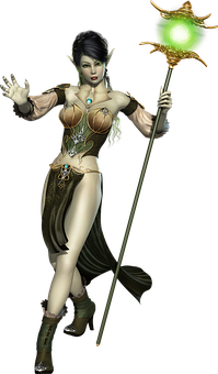 Fantasy_ Elf_ Sorceress_with_ Staff