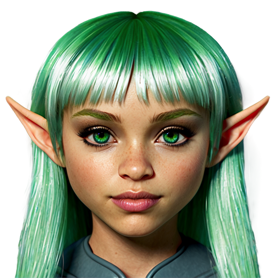 Fantasy Green Hair Elf Png 06282024