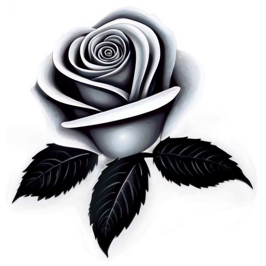 Fantasy Rose Black And White Png 06132024