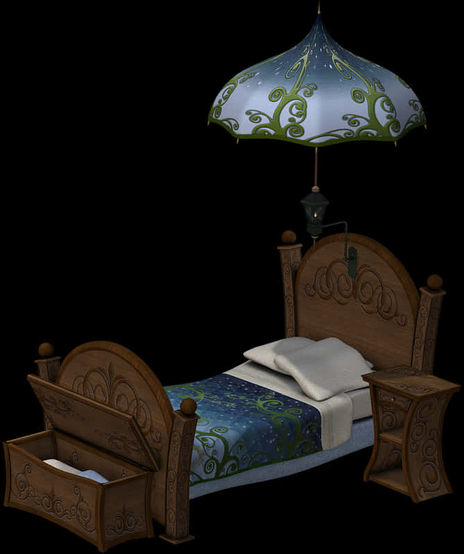 Fantasy Style Bed With Canopy Umbrella