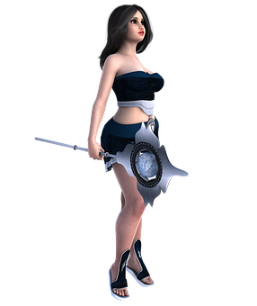 Fantasy Warrior Girlwith Swordand Shield