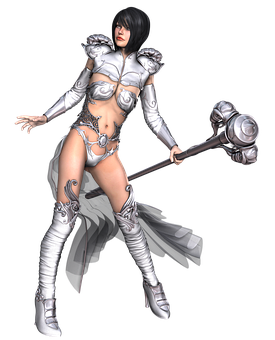 Fantasy Warrior Womanwith Hammer