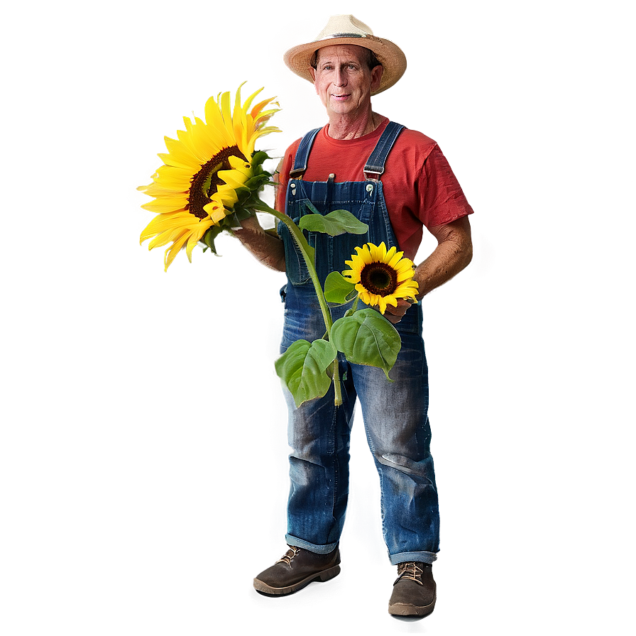 Farmer With Sunflower Png Yap