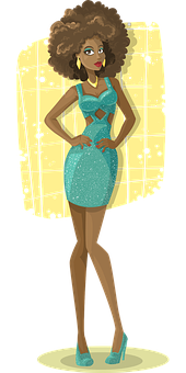 Fashionable_ Animated_ Woman_ Sparkling_ Dress