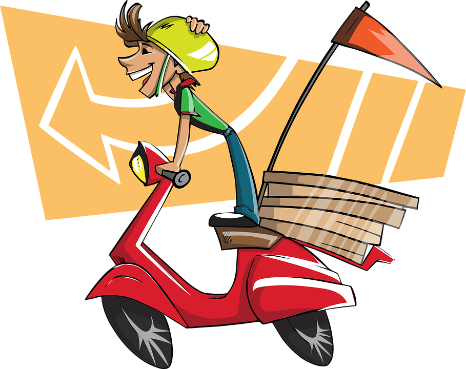 Fast Food Delivery Scooter Cartoon