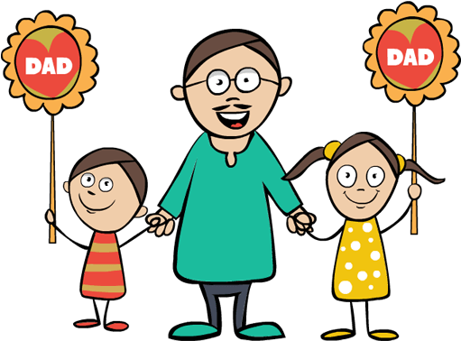 Fathers Day Celebration Cartoon Family