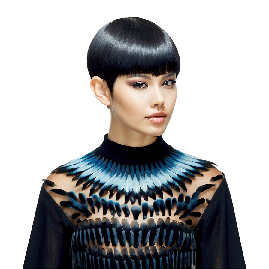 Feathered Bowl Haircut Design Png Ogc70