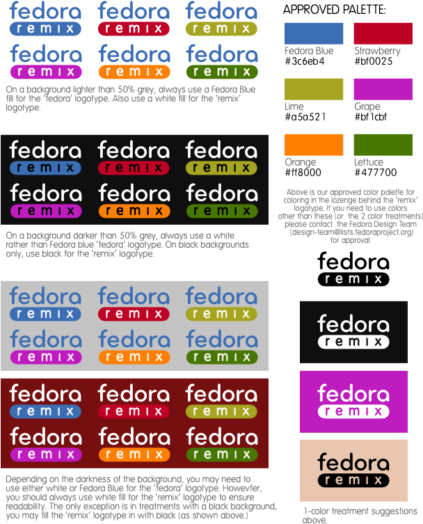 Fedora Remix Logo Variationsand Color Palette