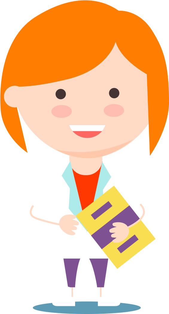 Female Cartoon Scientist Holding Book