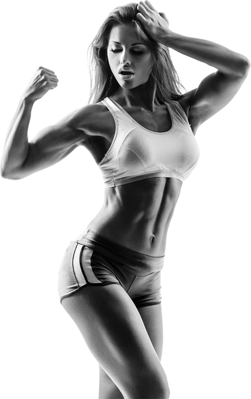 Female Fitness Model Showing Muscles