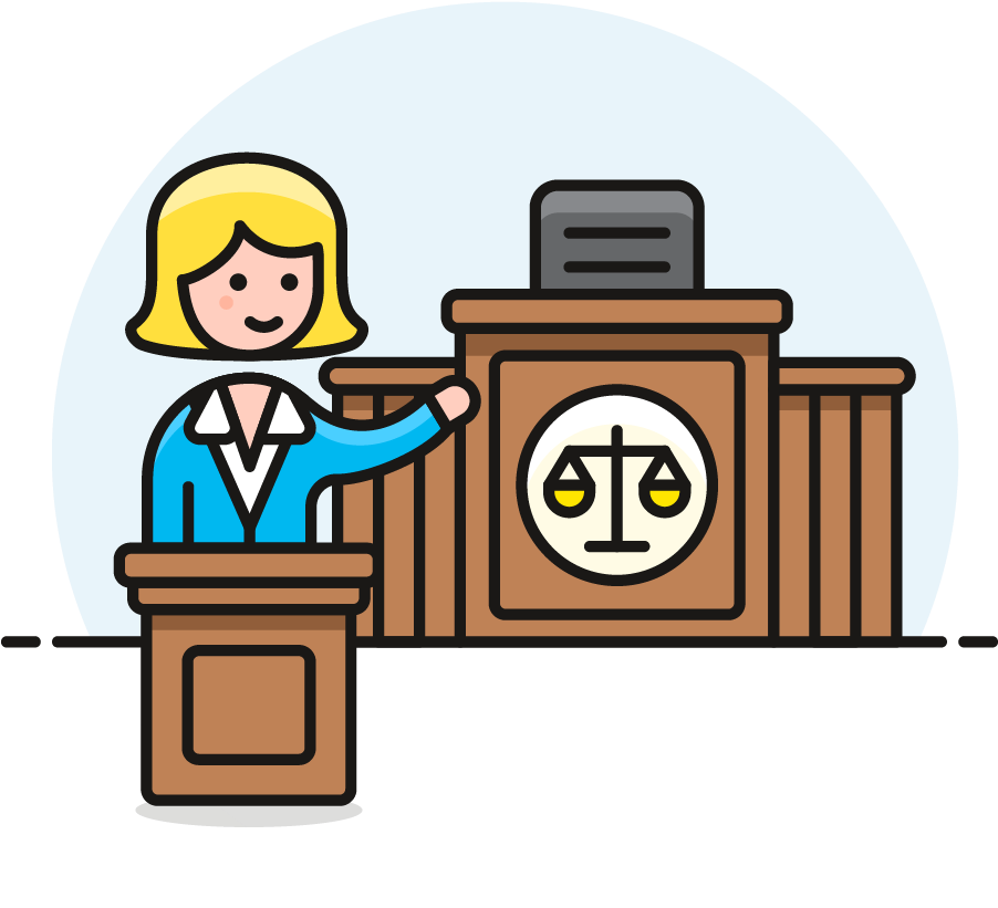 Female Lawyerin Courtroom Illustration