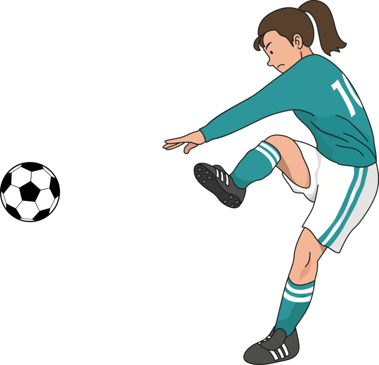 Female Soccer Player Kicking Ball Clipart