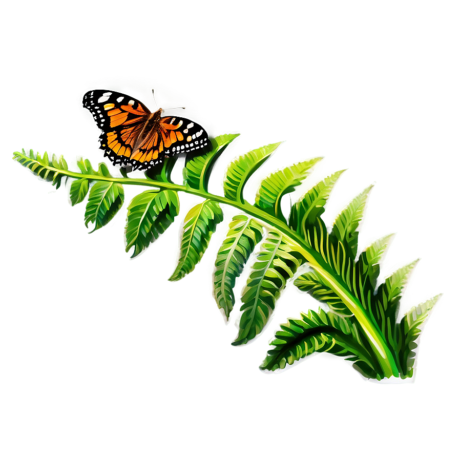 Fern Leaf With Butterfly Png Awo67