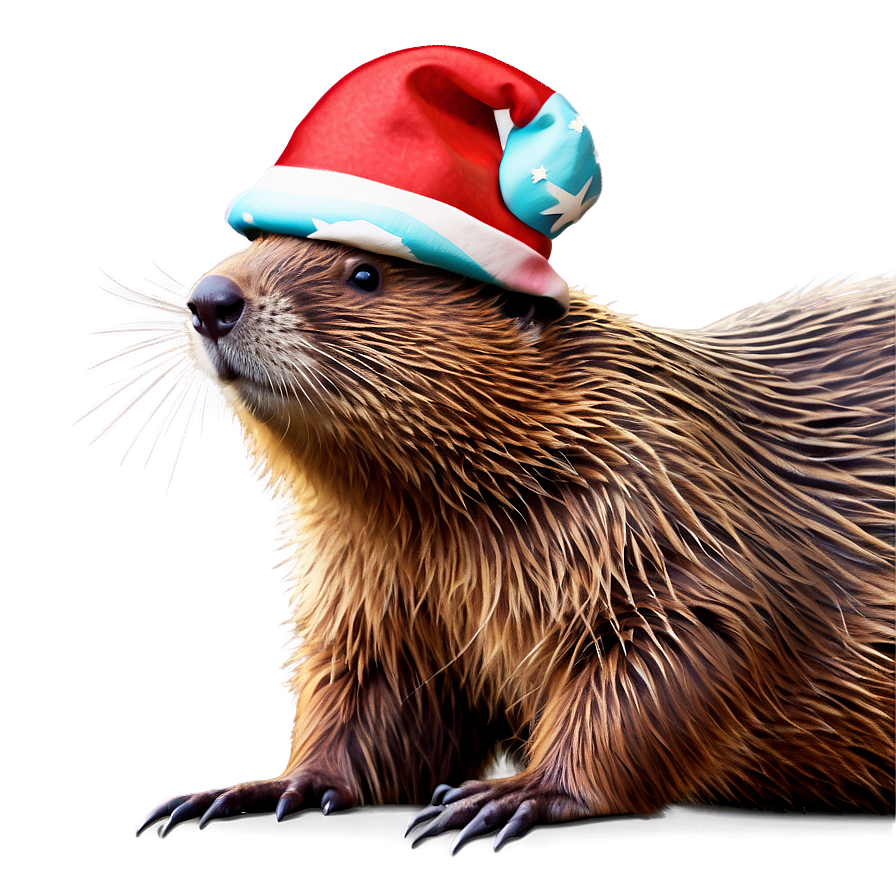 Festive Beaver With Hat Png 45