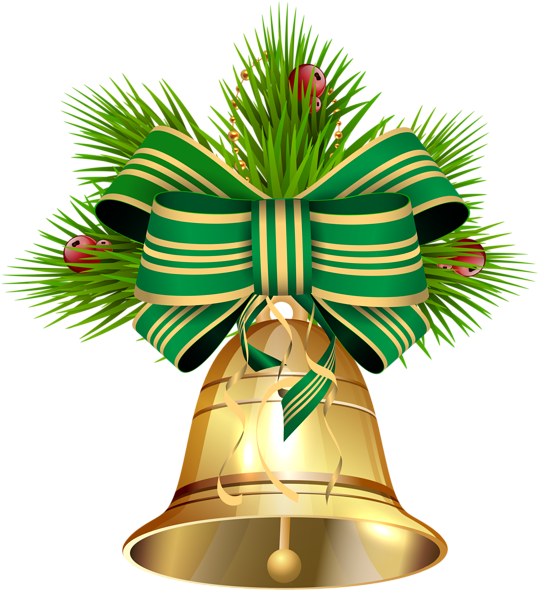 Festive Bell With Green Ribbon