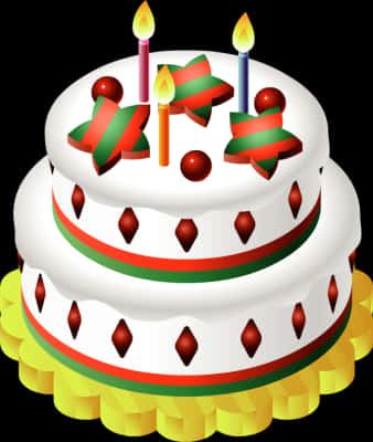 Festive Birthday Cake Illustration