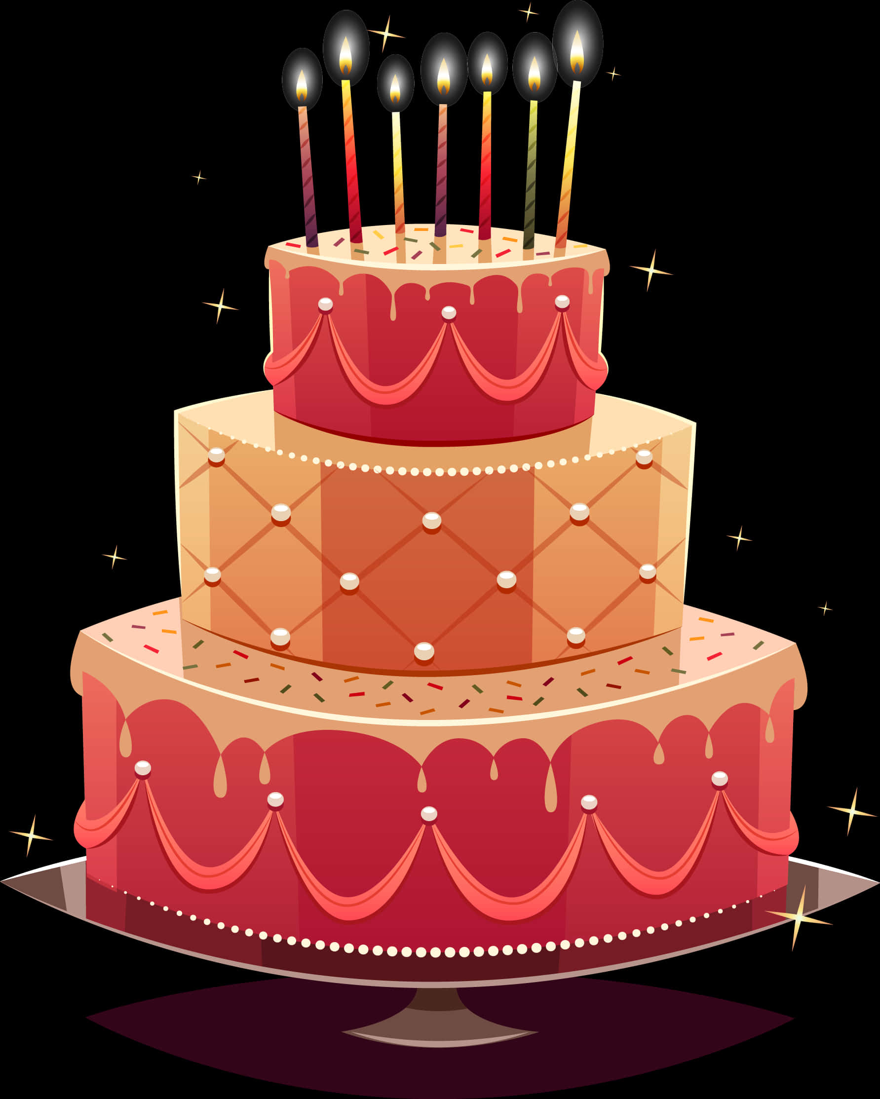 Festive Birthday Cake Illustration