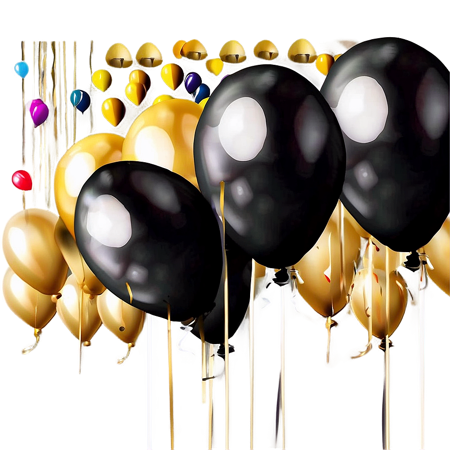 Festive Celebration Black Gold Balloons Png Sow