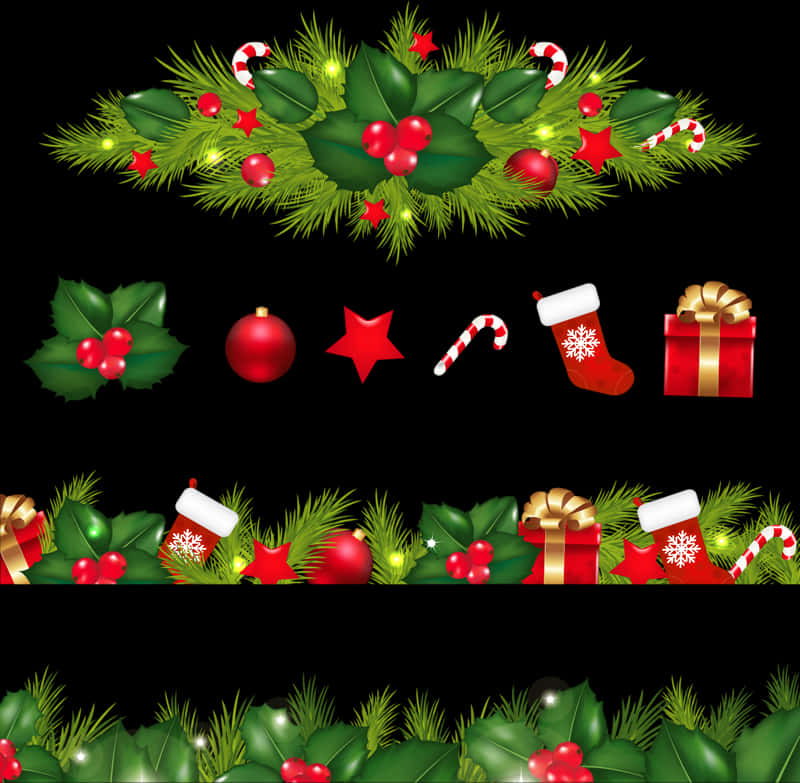 Festive Christmas Border Elements