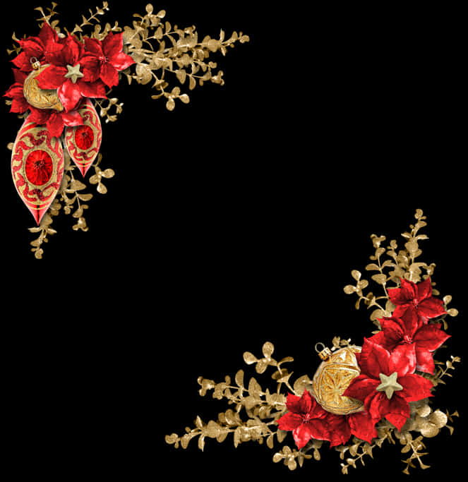 Festive Christmas Floral Border