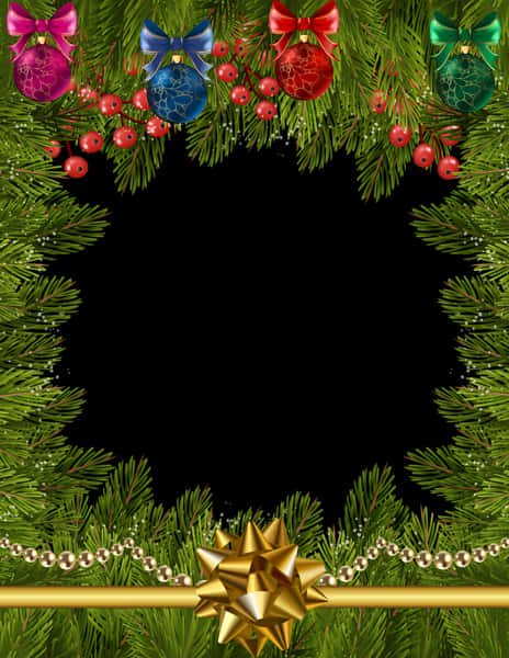 Festive Christmas Framewith Ornamentsand Bow