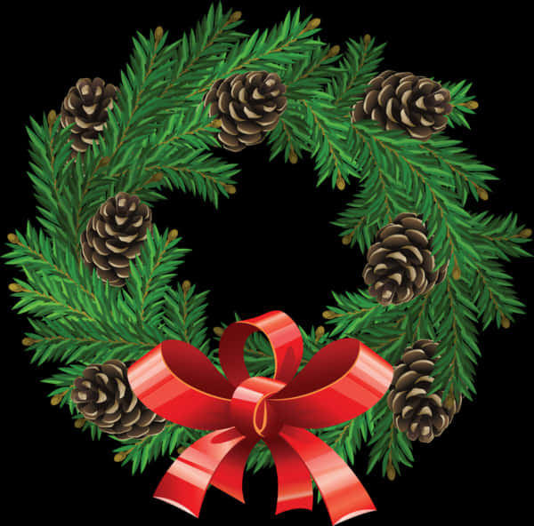 Festive Christmas Wreathwith Pineconesand Red Bow