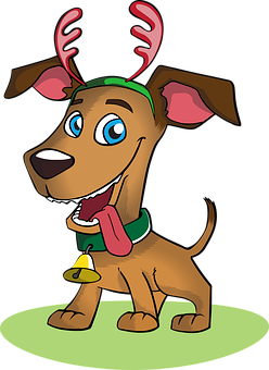 Festive Dog Cartoon Reindeer Antlers