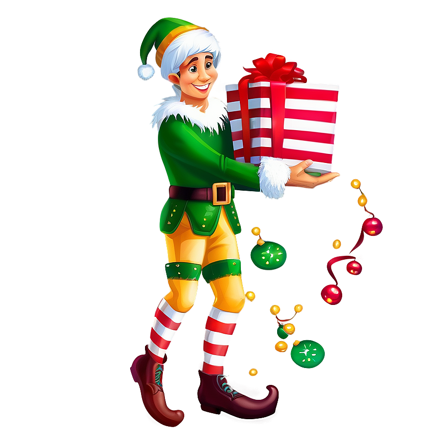 Festive Elf With Gifts Png 35